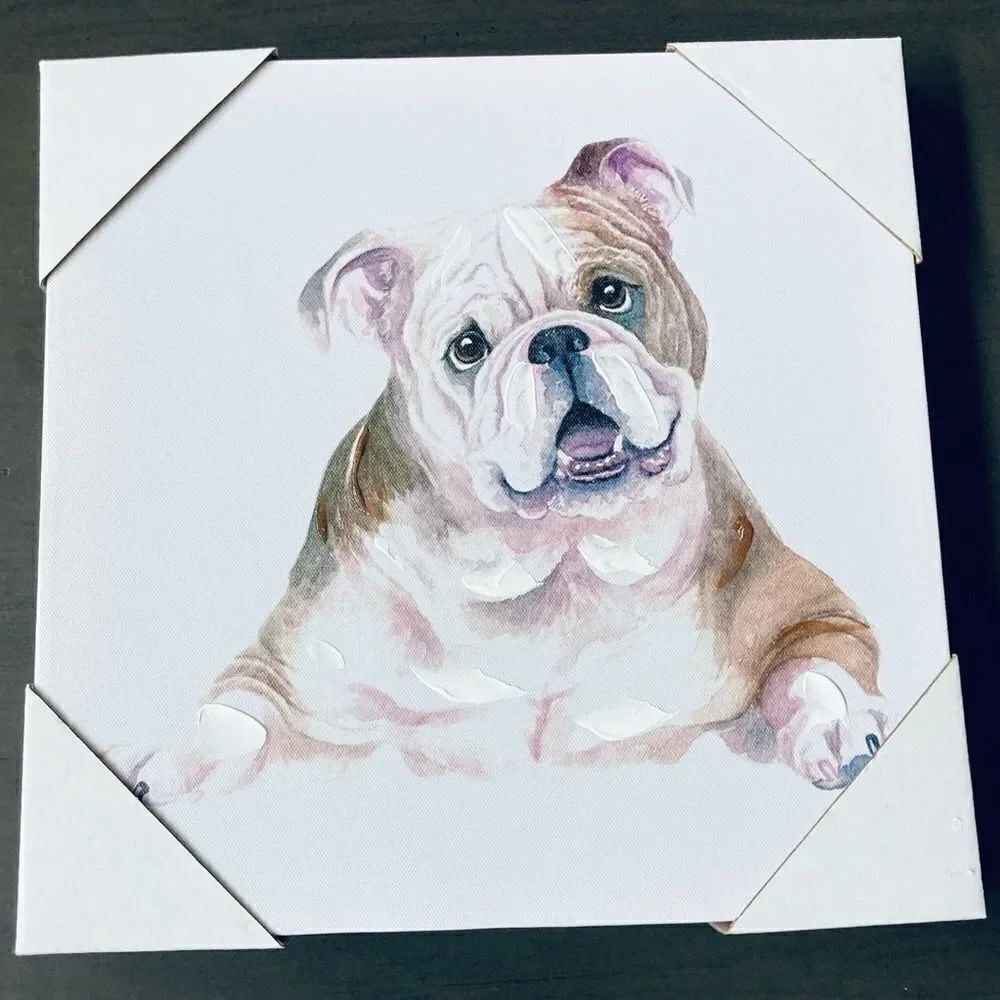 English Bulldog Canvas Painting Dog Portrait Wall Hanging